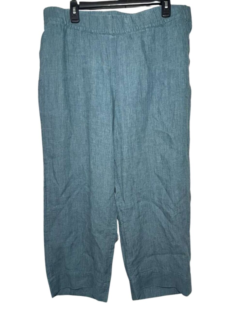 J.Jill Pure Jill Pull On Linen Ankle Pants Women's Large Green Cropped